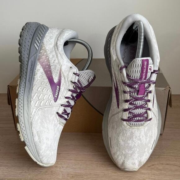Brooks Adrenaline GTS 21 Grey/Purple Women Running Sneakers - SZ 9.5